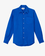 100% Cotton-Blue Patch Pocket Men's Long Sleeve Shirt