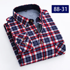 Big & Tall Men's Double-sided Velvet Padded Plaid Long Sleeve Shirt L-8XL