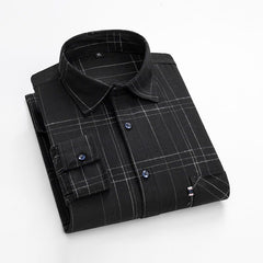 Big & Tall Men's Cotton Sanding Plaid Striped Long Sleeve Shirt M-5XL