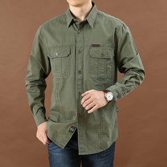 Big & Tall Men's Solid Color Pocket Long Sleeve Shirt M-6XL