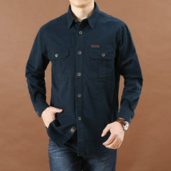 Big & Tall Men's Solid Color Pocket Long Sleeve Shirt M-6XL