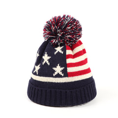 Rice Flag Star Striped Knitted Hat For Men And Women