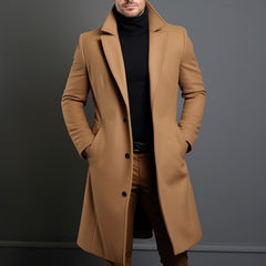 Big & Tall Men's Solid Color Lapel Single-breasted Coat M-5XL