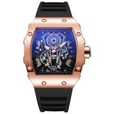 Business Sports Hollow Barrel Quartz Men's Silicone Watch