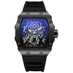 Business Sports Hollow Barrel Quartz Men's Silicone Watch