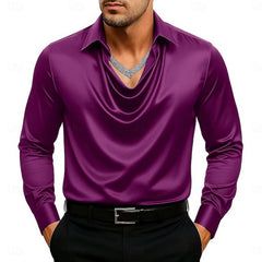 Big & Tall Men's Solid Color Simple Swing Collar Shirt S-3XL