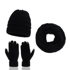 Outdoor Autumn And Winter Hat Scarf Gloves Three-piece Touch Screen