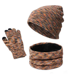 Outdoor Autumn And Winter Thick Hat Scarf Gloves Three-piece Set