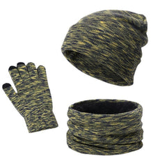 Outdoor Autumn And Winter Thick Hat Scarf Gloves Three-piece Set
