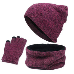 Outdoor Autumn And Winter Thick Hat Scarf Gloves Three-piece Set