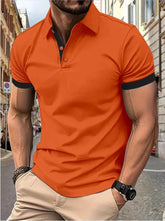 Big & Tall Men's Business Color Block Short Sleeve Polo Shirt S-8XL