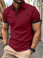 Big & Tall Men's Business Color Block Short Sleeve Polo Shirt S-8XL
