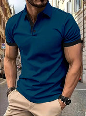 Big & Tall Men's Business Color Block Short Sleeve Polo Shirt S-8XL