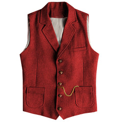 Big & Tall Men's Business Herringbone Pattern Slim Fit Single-breasted Suit Vest XS-3XL
