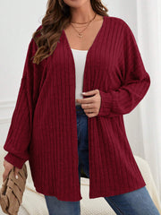 Women's Plus Size Solid Color Striped Cardigan Jacket XL-5XL