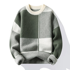 Big & Tall Men's Fall/Winter New Color-matching Sweater Long-sleeved Sweater M-4XL