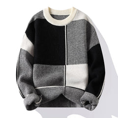 Big & Tall Men's Fall/Winter New Color-matching Sweater Long-sleeved Sweater M-4XL