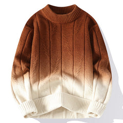 Big & Tall Men's Autumn And Winter New Gradient Sweater Long Sleeve Sweater