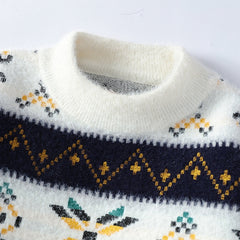 Big & Tall Men's Vintage Contrast Jacquard Sweater M-3XL