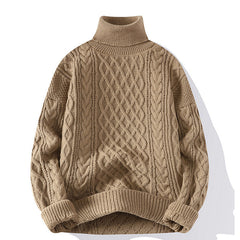 Big & Tall Men's Fall/Winter Solid Color High Neck Knitted Velvet S-2XL