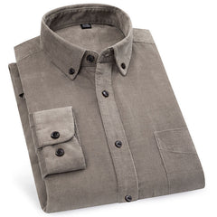 Big & Tall Men's Casual Corduroy Lined Cotton Long Sleeve Shirt S-4XL