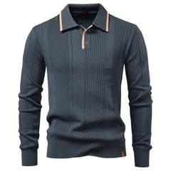 Big & Tall Men's High Quality Lapel Polo Half Zip Sweater S-2XL