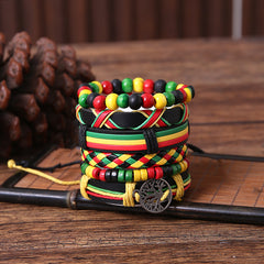 Tree Of Life Men's Hand-woven Leather Bracelet New Multi-color Optional Multi-layer Combination Set Decoration