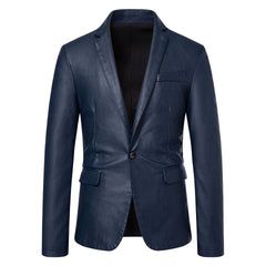 Big & Tall Men's Casual Slim Leather Jacket M-5XL