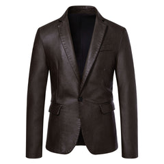 Big & Tall Men's Casual Slim Leather Jacket M-5XL