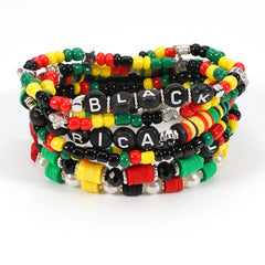Black History Month Bohemian Multi-Layer Soft Pottery Stretch Bracelet