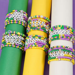 Mardi Gras Carnival Love Soft Pottery Beaded Party Bracelet