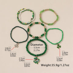 St. Patrick's Day LUCKY Clover Pendant Stacked Bracelet Set