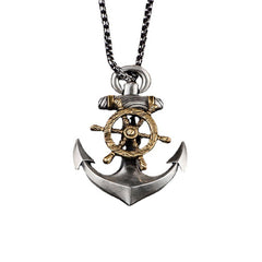 Vintage Anchor Compass Rudder Hip-hop All-match Necklace