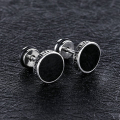 Golden Crepe Flat Round Cake Type Drop Titanium Steel Stud Earrings