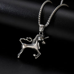 Hip Hop Style Stereo Horse Stainless Steel Necklace