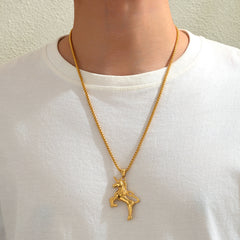 Hip Hop Style Stereo Horse Stainless Steel Necklace