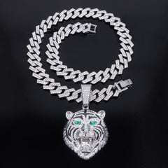 Hip-hop Three-dimensional Full-diamond Tiger Head Encrusted Necklace
