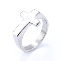 Simple Cross Gold Titanium Steel Ring