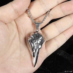 Vintage Crow Skull Viking Necklace