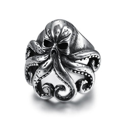 Vintage Punk Men Octopus Titanium Steel Ring