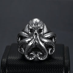 Vintage Punk Men Octopus Titanium Steel Ring