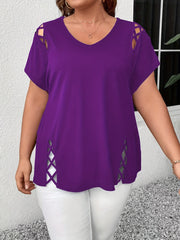 XL-5XL Women's Plus Size Cross-Sleeve Tee