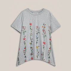 Women's XL-5XL Plus Size Floral Print Round Neck Short Sleeve T-Shirt