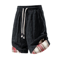 L-9XL Casual Sports Letter Jacquard Plaid Shorts