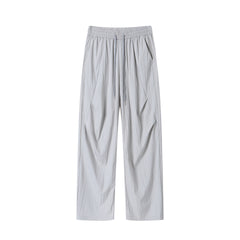 S-5XL Pleated Ice Silk Quick-Dry Casual Wide-Leg Trousers