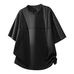 M-4XL Solid-Color Deconstructed-Cut T-Shirt