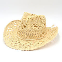 Spring And Summer Hollow Cowboy Hat Hand Woven Breathable Straw Hat