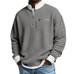 S-5xl Stand Collar Contrast Zip Sweater