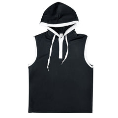 S-3XL Men's Vest Heavy Hooded Sleeveless T-Shirt