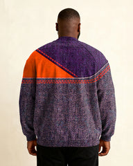 Big & Tall Men's Violet Green Contrast Stitch Print Zip Long Sleeve Jacket